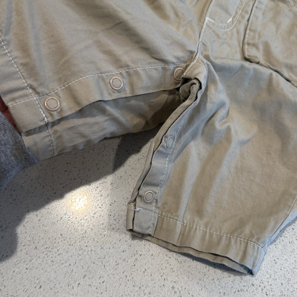 Carter's Tan Overalls with Bear Patch khaki, and baby blue size 3 months - Picture 6 of 8